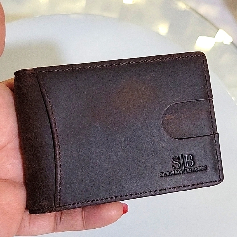 SERMAN BRANDS- Wallets for‎ Men Slim Mens leather RFID Blocking Minimalist Card